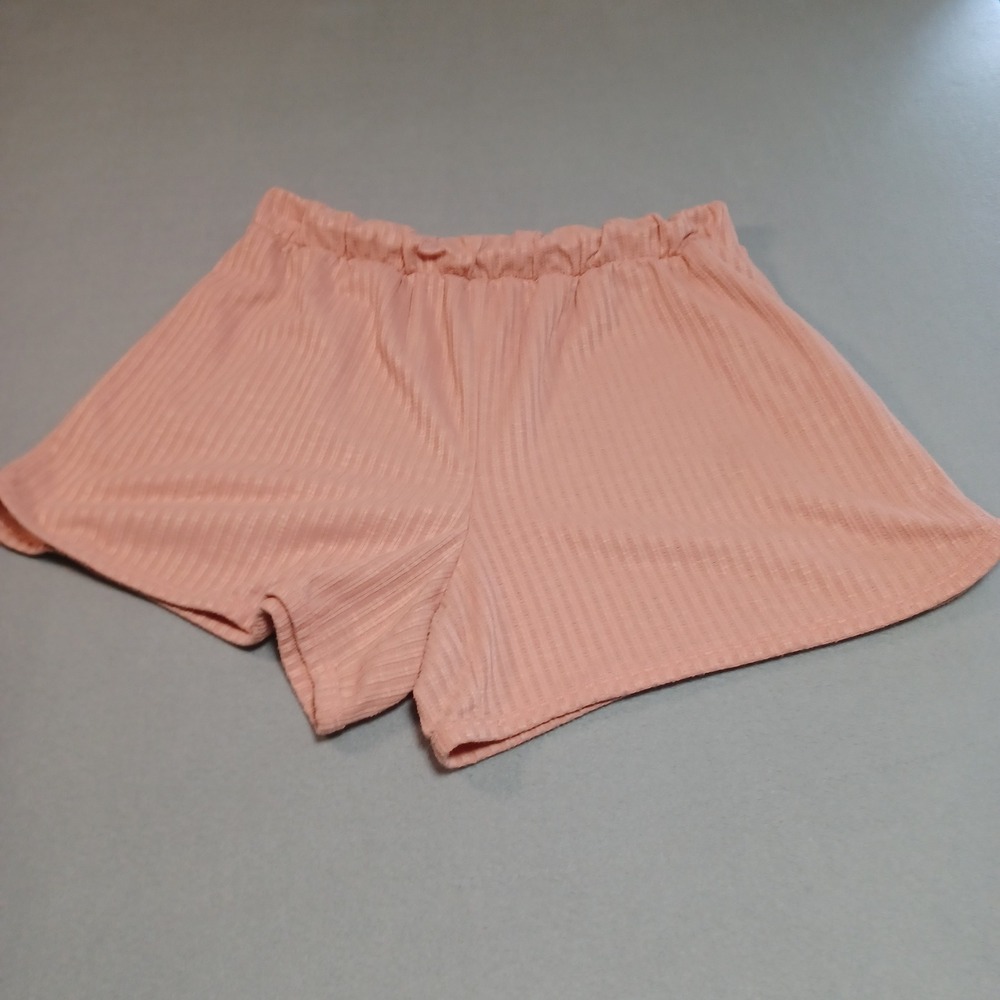 Live Well Lounge Ribbed Pajama Shorts Peach Pink Elastic Waist Womens Large